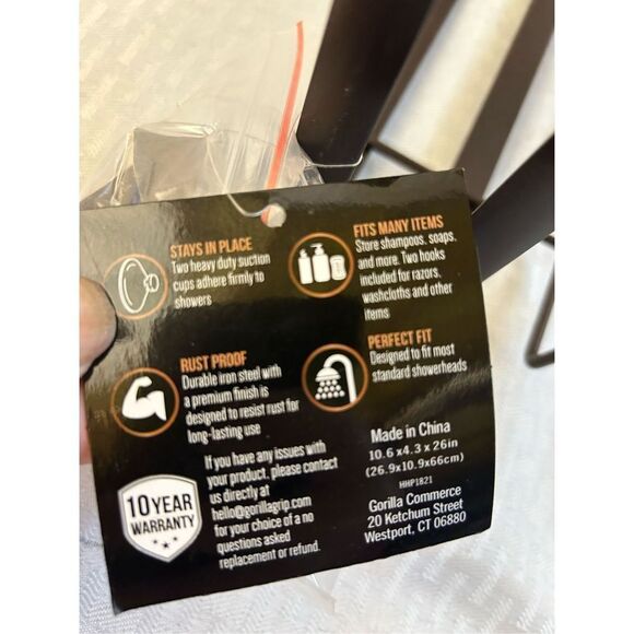 Gorilla hanging shower caddy 11x26 nwot - Picture 5 of 7